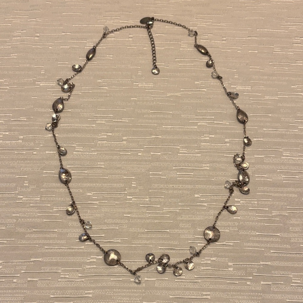 White House Black Market Silver-Tone Sparkling Drop Necklace